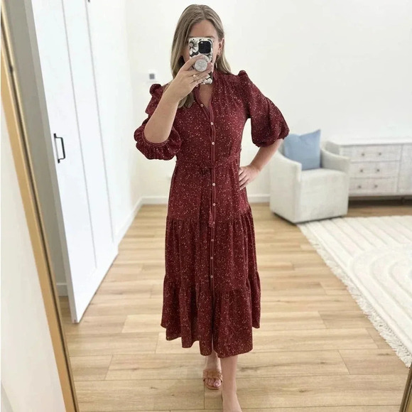 Max Studio Dresses & Skirts - Max Studio red floral button front dress size XS